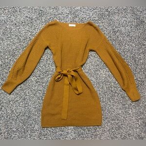 Women's Mustard Sweater with Belt